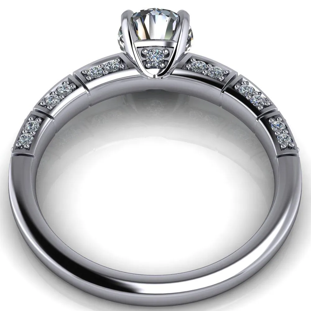 Avery Round Center Stone 4 Prong Designer Shank Ring