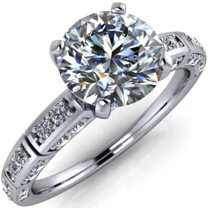 Avery Round Center Stone 4 Prong Designer Shank Ring