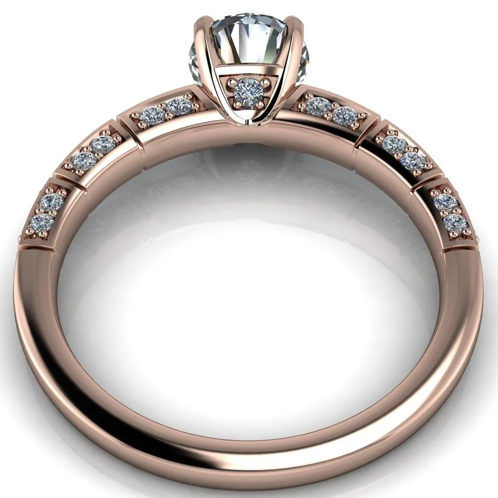 Avery Round Center Stone 4 Prong Designer Shank Ring