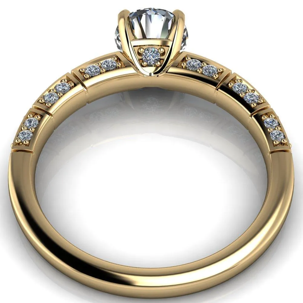 Avery Round Center Stone 4 Prong Designer Shank Ring
