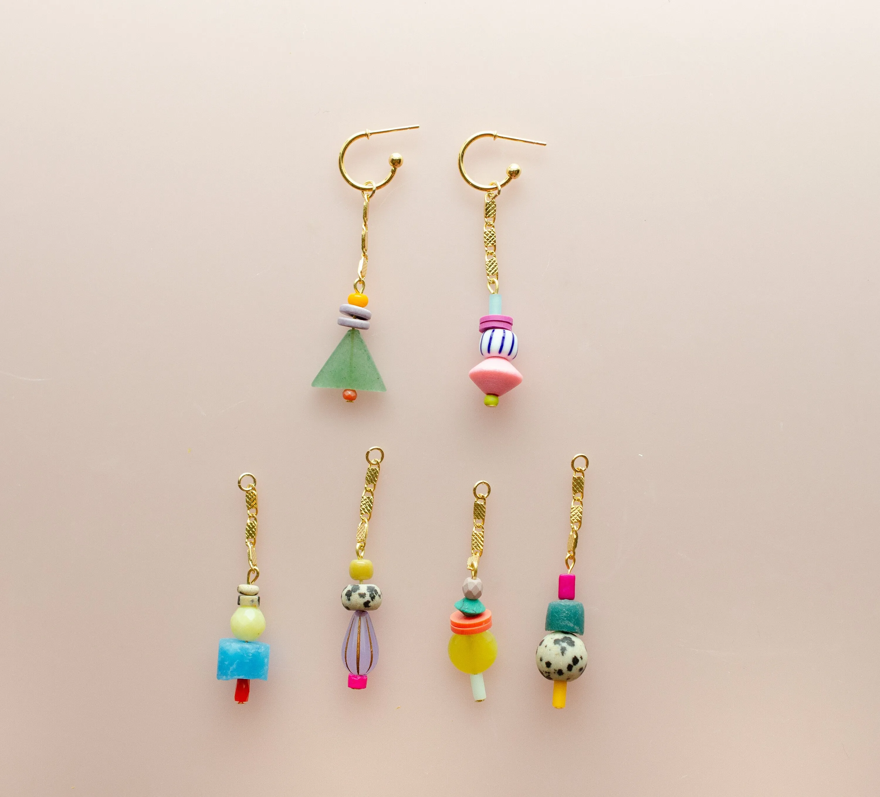Beaded charm earrings, mix and match earrings, colorful dangle earrings, gift for her, gift for her, teen gift, interchangeable earring kit