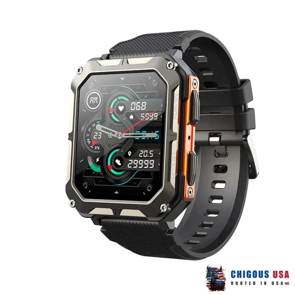 Bearscome Indestructible Outdoor Sports Smartwatch Heart Rate Blood Oxygen Call Reminder Bluetooth Music
