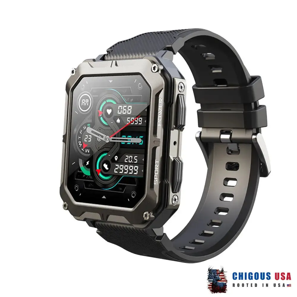 Bearscome Indestructible Outdoor Sports Smartwatch Heart Rate Blood Oxygen Call Reminder Bluetooth Music
