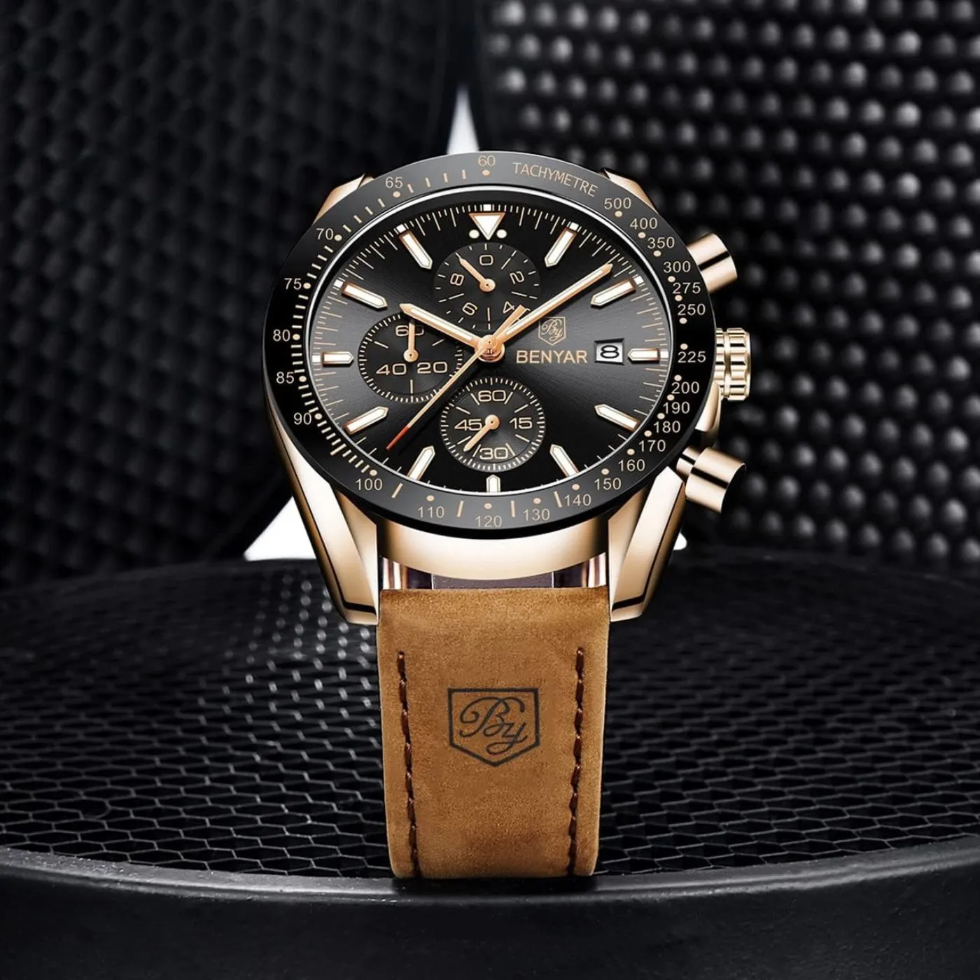 BENYAR Men's Luxury Business Casual Party-Wear Silicone Chronograph Date Display Watch