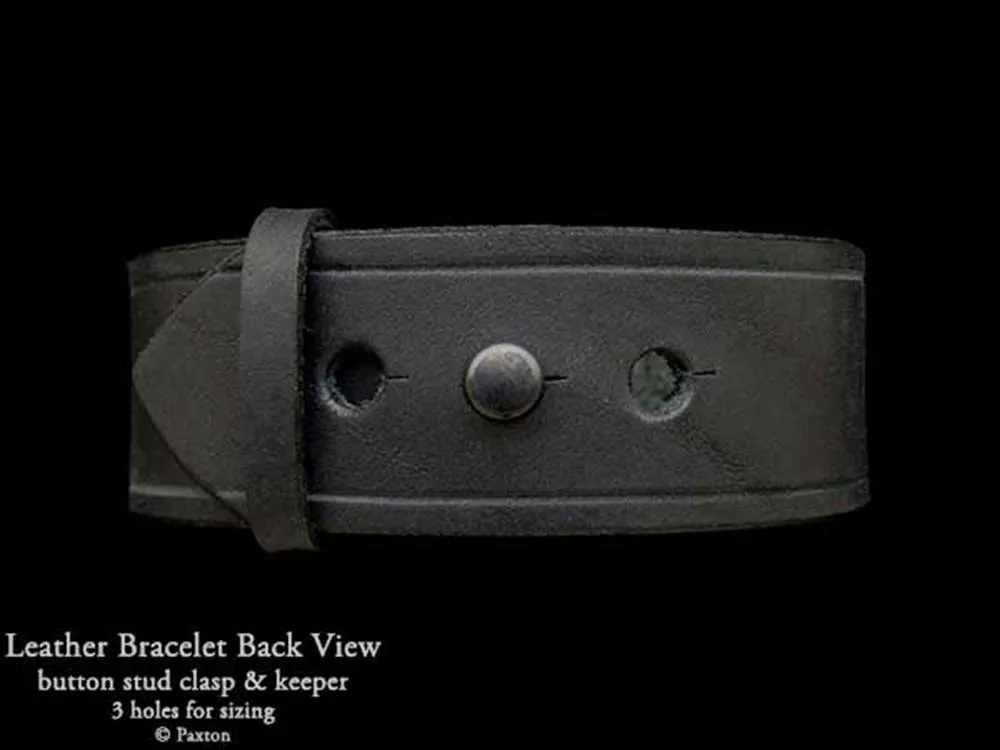 Bison Buffalo Head Bracelet Sterling Silver on Genuine Leather