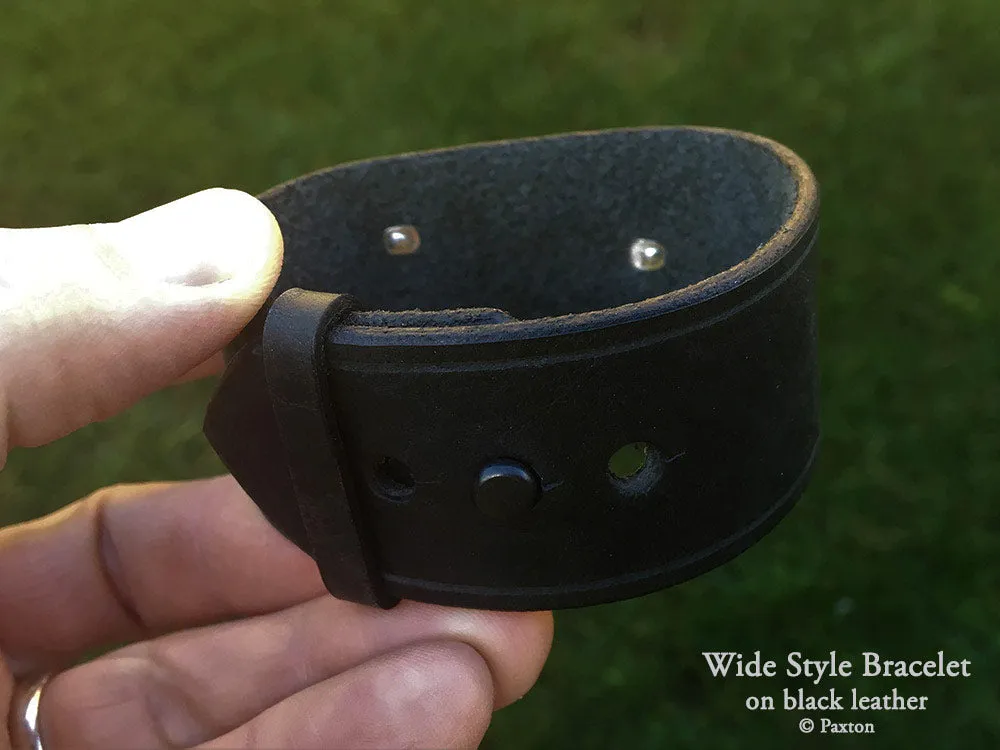Bison Buffalo Head Bracelet Sterling Silver on Genuine Leather