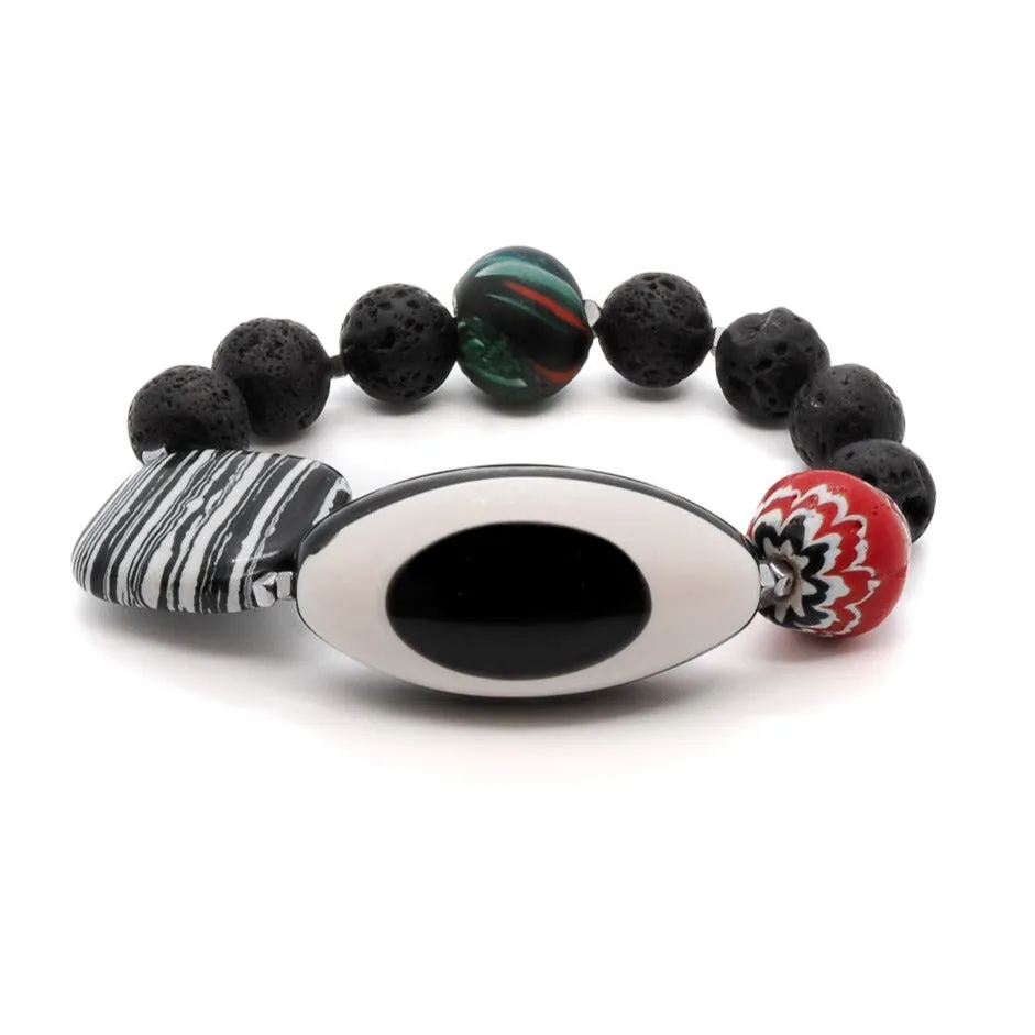 Black and White Evil Eye Beaded Chunky Bracelet
