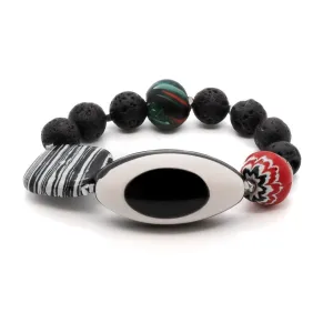 Black and White Evil Eye Beaded Chunky Bracelet