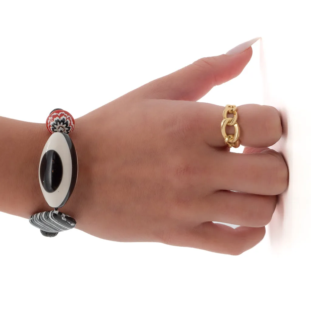 Black and White Evil Eye Beaded Chunky Bracelet