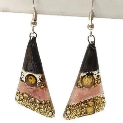 Black, Brown and Pink Triangle Earrings with Long drop Earrings.