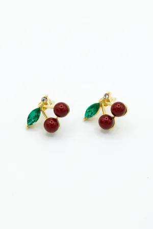 Black Cherry Earrings in Gold | DJE311321