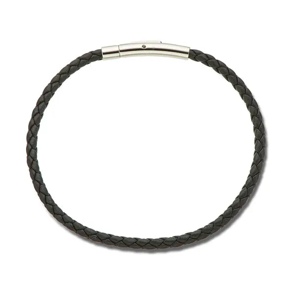 BLACK FINE PLAITED BRACELET 19CM