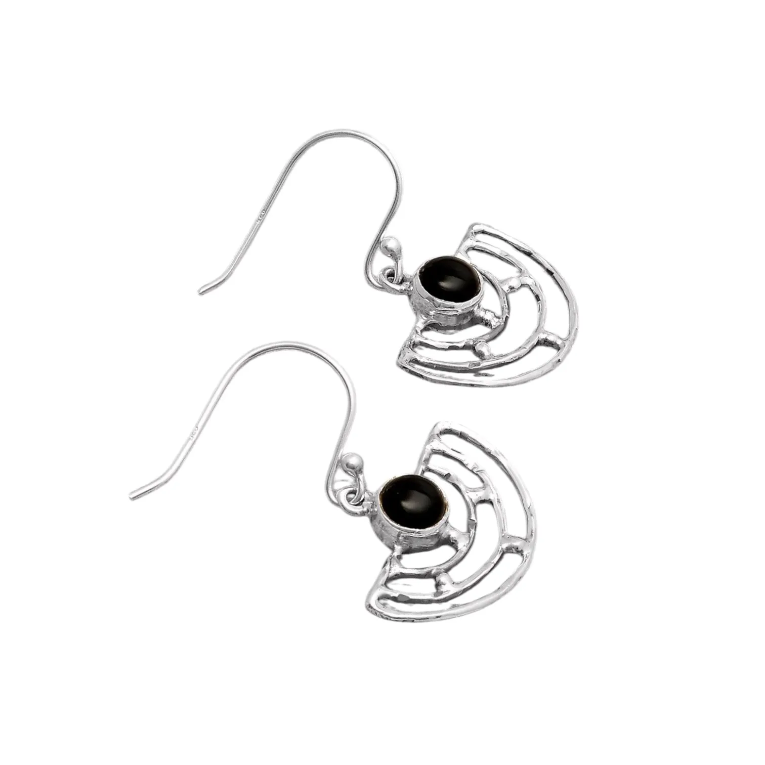 Black Onyx Solid 925 Sterling Silver Earrings