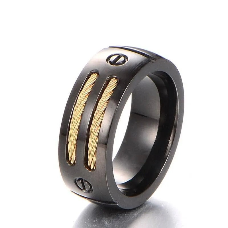 Black Punk Titanium Men's Wedding Band