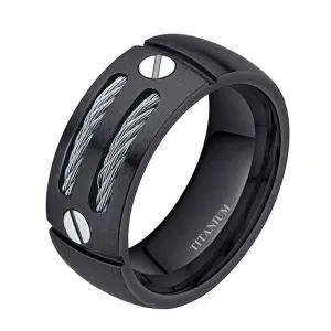 Black Punk Titanium Men's Wedding Band