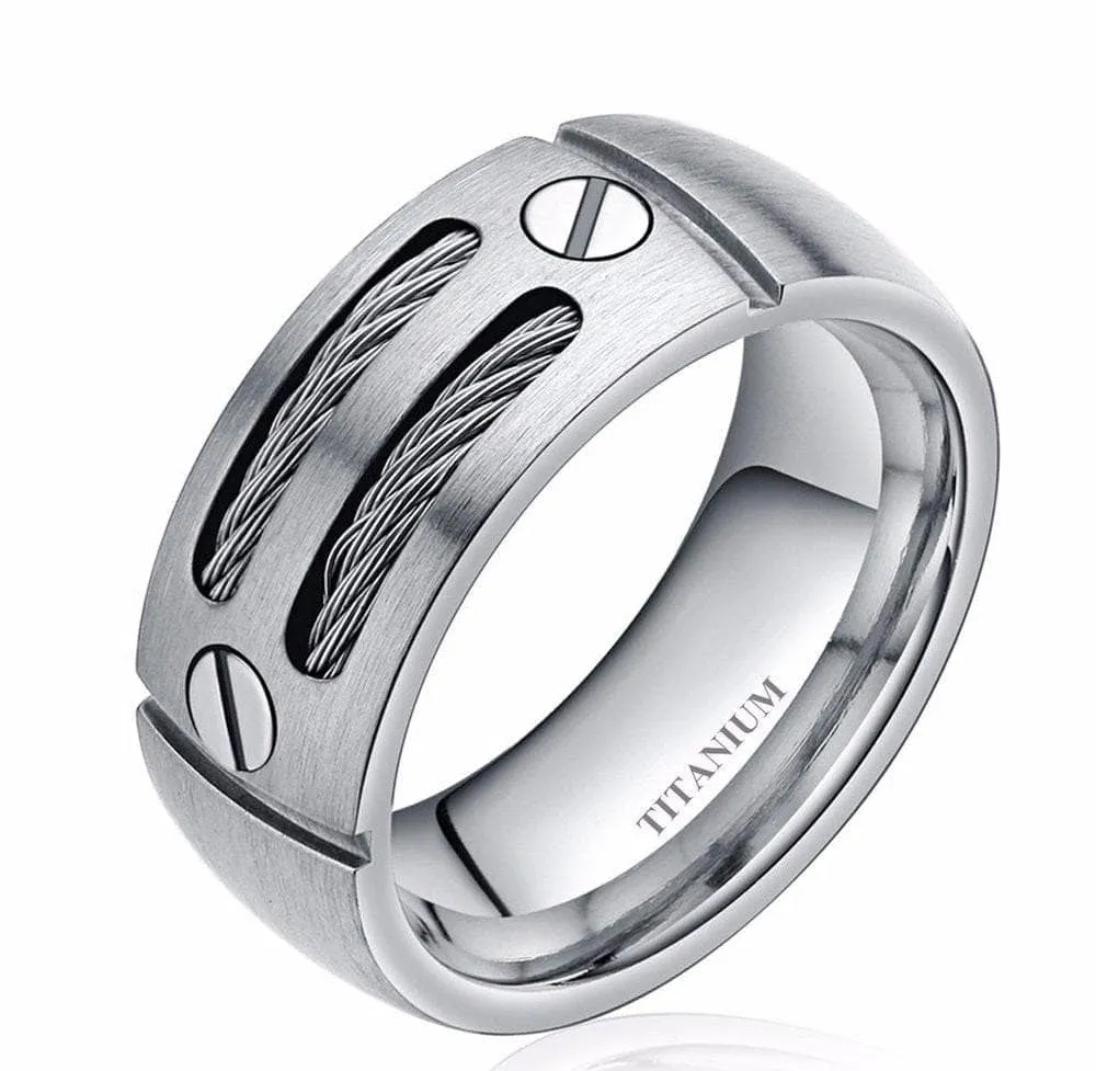 Black Punk Titanium Men's Wedding Band