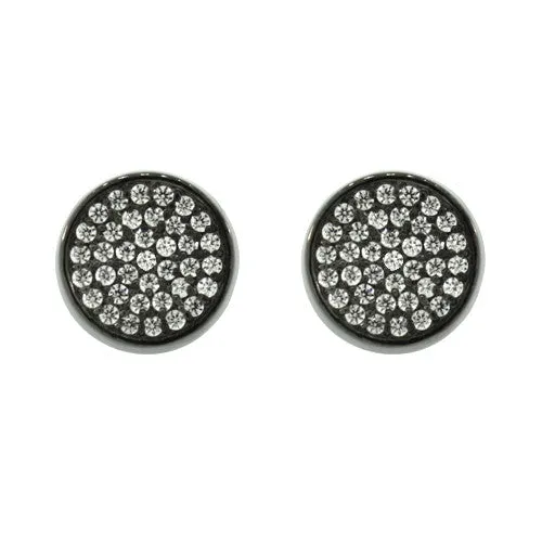 Blackened 18k White Gold Diamond Earrings Large Redondo