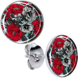 Blossom Creation Vibrant Bloom of Flowers Stud Earrings