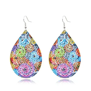 Blue & Purple Enamel Abstract Teardrop Dangle Earrings