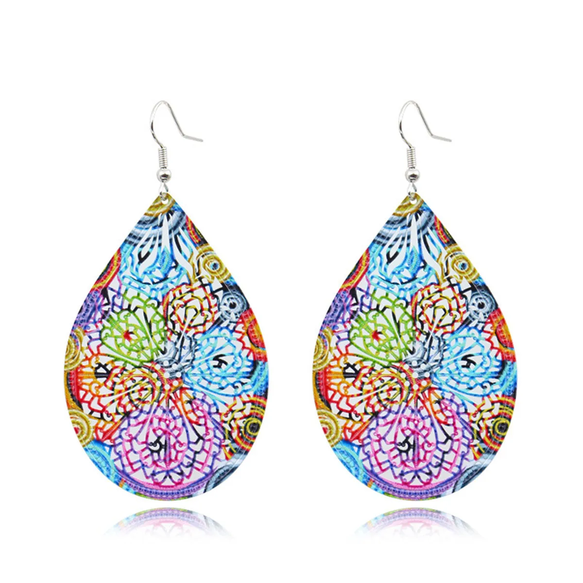 Blue & Purple Enamel Abstract Teardrop Dangle Earrings