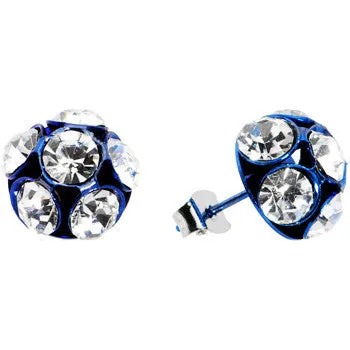 Blue Ball Gem Stud Earrings