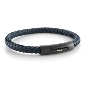 Blue Leather Bracelet 8mm
