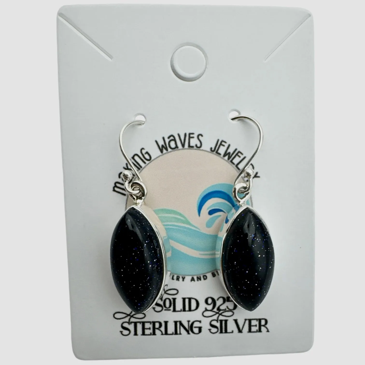 Blue Sandstone Solid 925 Sterling Silver Earrings