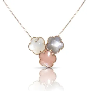 Bouquet Lunaire 18K Rose Gold Grey, White & Pink Moonstone Diamond Necklace