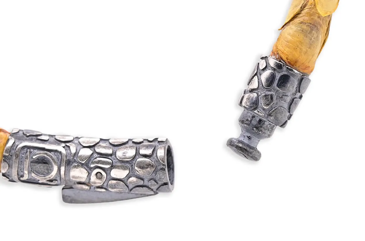 Bracelet LivingSkull Men Python Leather & Four Human Skulls