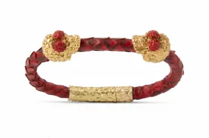 Bracelet LivingSkull Women Phyton Leather & Two Human Skulls