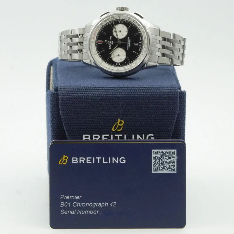 Breitling Premier B01 42mm Chronograph AB0118371B1A1 Black Dial B&P 2022