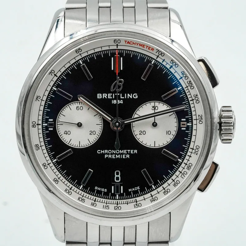 Breitling Premier B01 42mm Chronograph AB0118371B1A1 Black Dial B&P 2022