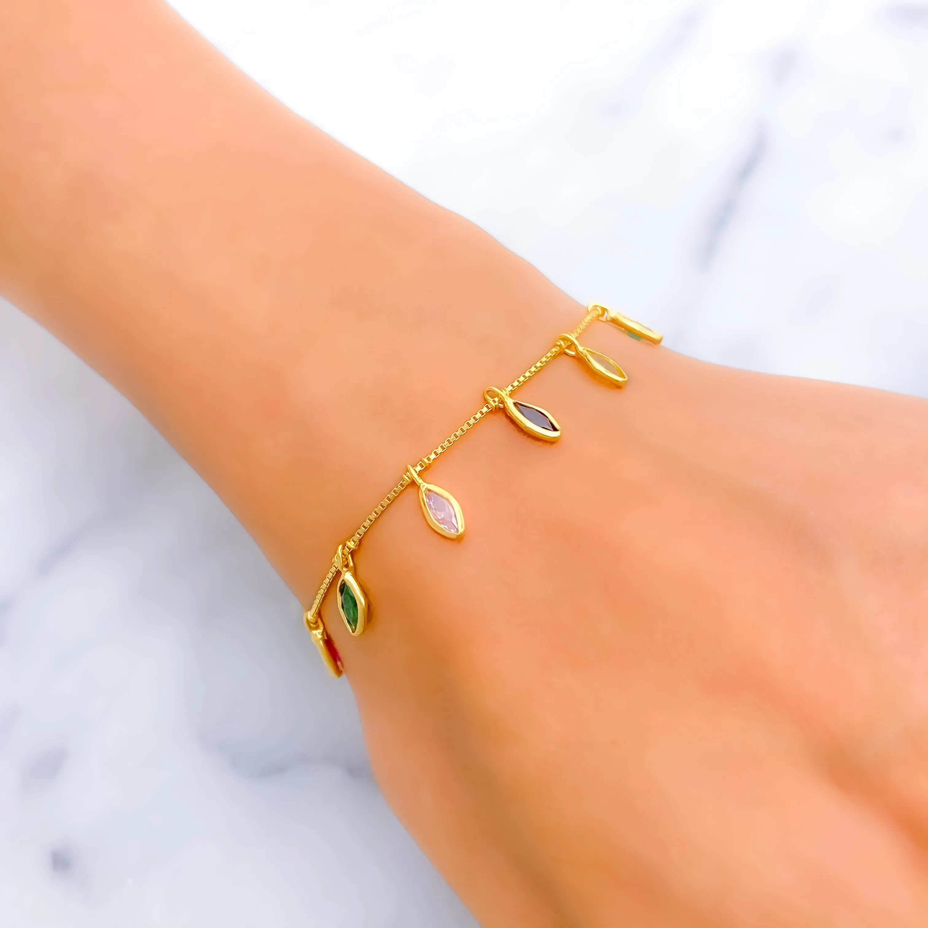 Bright Stylish 22k Gold CZ Bracelet