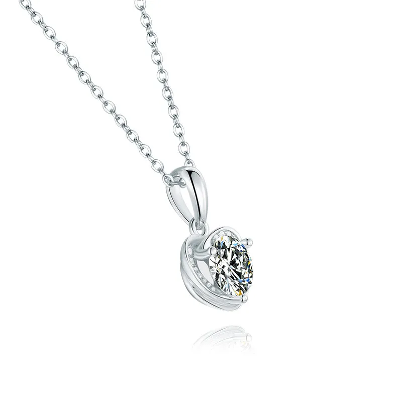 Brilliant Round Cut Moissanite Diamond Heart-shaped Stud Earrings Necklace Sets
