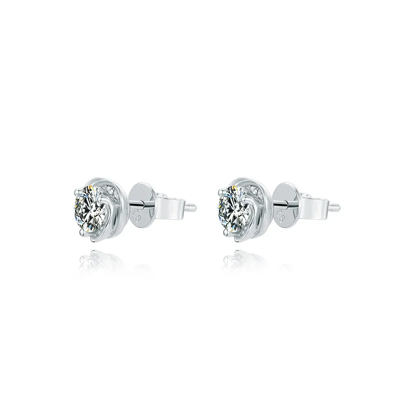 Brilliant Round Cut Moissanite Diamond Heart-shaped Stud Earrings Necklace Sets