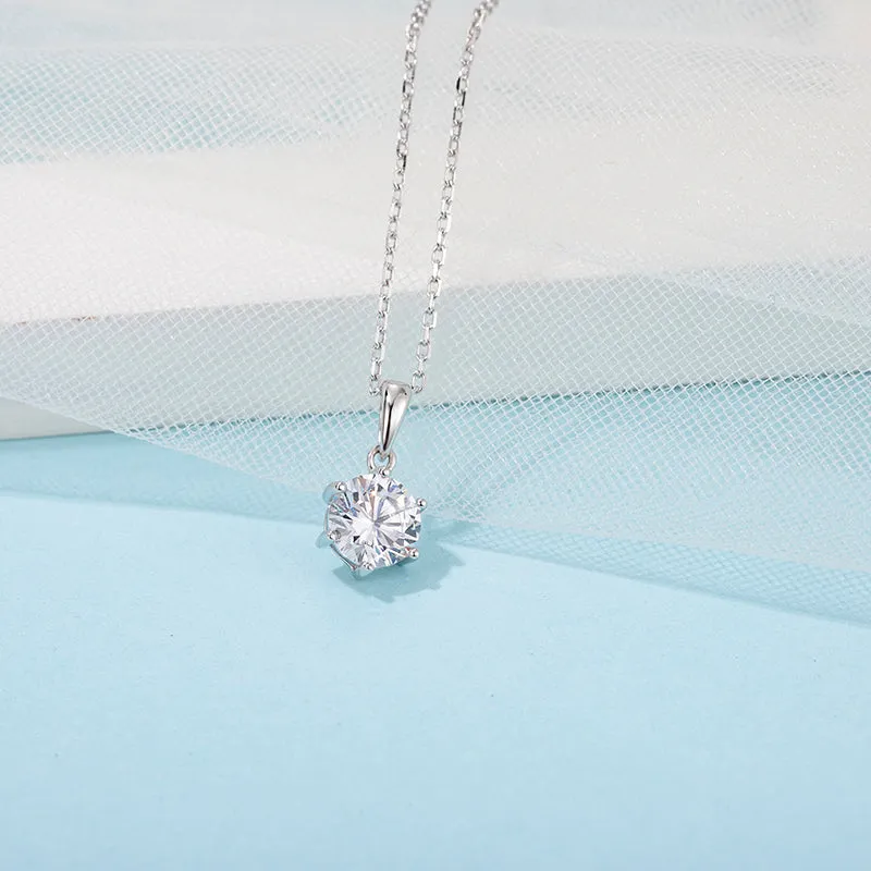 Brilliant Round Cut Moissanite Diamond Stud Earrings Necklace Sets