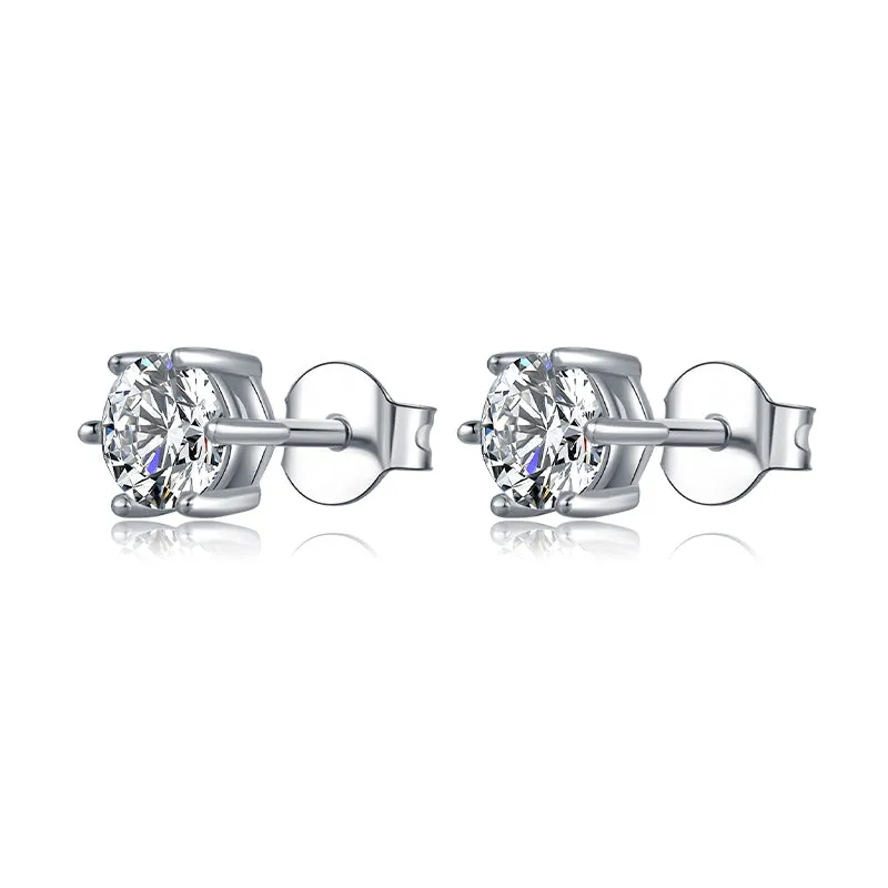 Brilliant Round Cut Moissanite Diamond Stud Earrings Necklace Sets