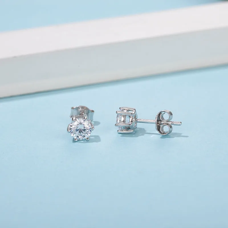 Brilliant Round Cut Moissanite Diamond Stud Earrings Necklace Sets
