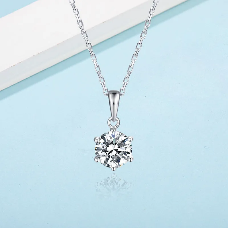Brilliant Round Cut Moissanite Diamond Stud Earrings Necklace Sets