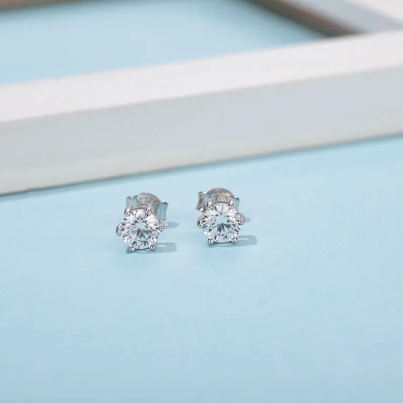 Brilliant Round Cut Moissanite Diamond Stud Earrings Necklace Sets