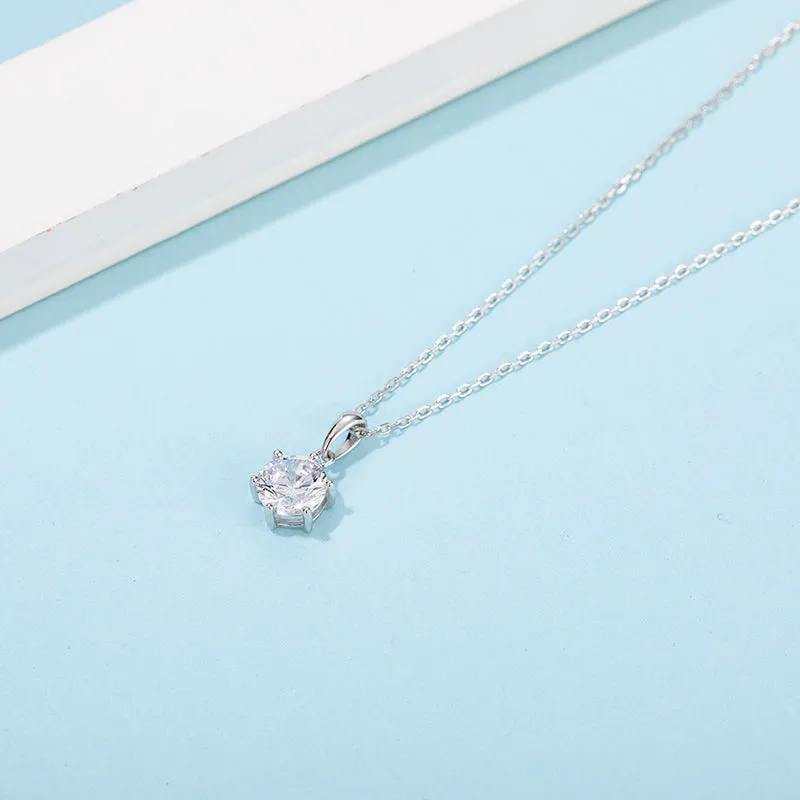Brilliant Round Cut Moissanite Diamond Stud Earrings Necklace Sets