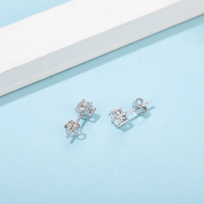 Brilliant Round Cut Moissanite Diamond Stud Earrings Necklace Sets