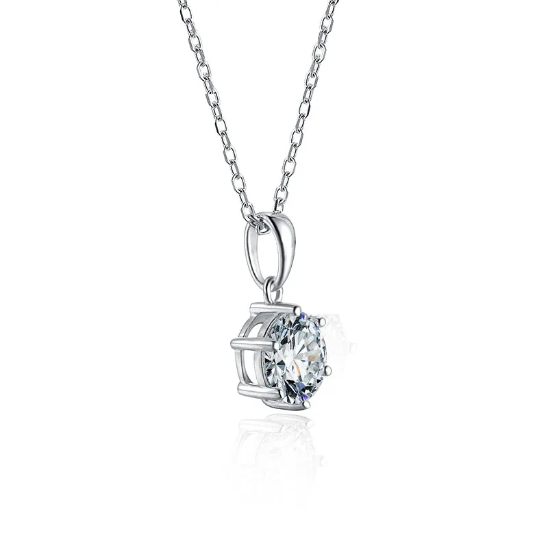 Brilliant Round Cut Moissanite Diamond Stud Earrings Necklace Sets