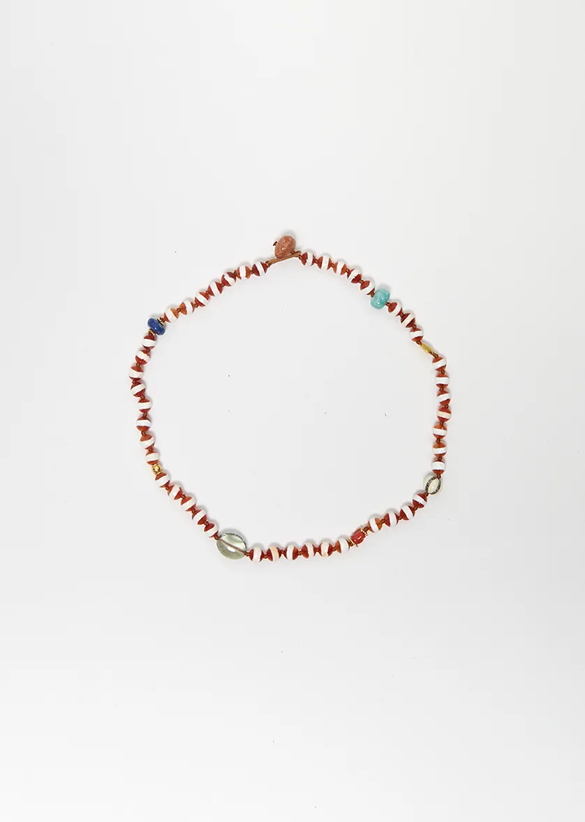 Brown Agate Stripe Beaded Necklace 193 40cm