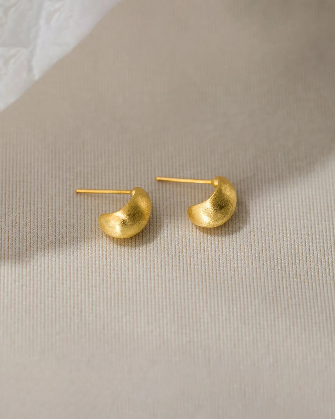 Brushed Droplet Stud Earrings