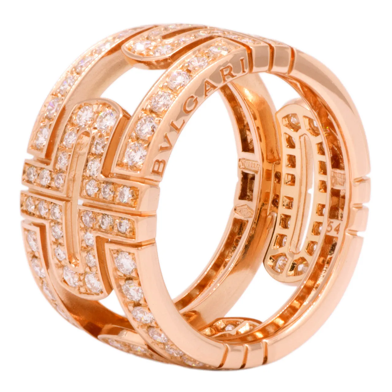 Bulgari 18K Rose Gold Parentesi Pave Diamond Ring