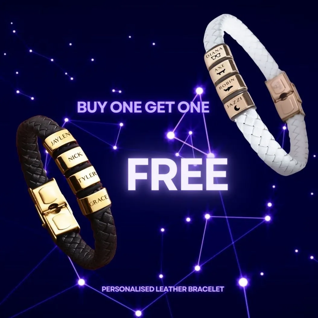 BUY ONE GET ONE Personalised Leather Bracelet First 2 Charms FREE