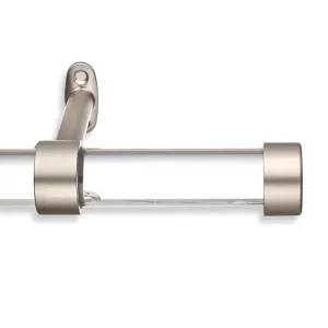 Cambria Designer Series 1 1/8 In Dia. Clear Acrylic Fixed Length Curtain Rod w/ End Cap MODE Size: 162" Finish: Brushed Nickel