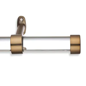 Cambria Designer Series 1 1/8 In Dia. Clear Acrylic Fixed Length Curtain Rod w/ End Cap MODE Size: 48" Finish: Gold