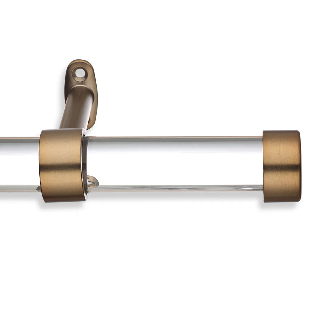 Cambria Designer Series 1 1/8 In Dia. Clear Acrylic Fixed Length Curtain Rod w/ End Cap MODE Size: 48" Finish: Gold